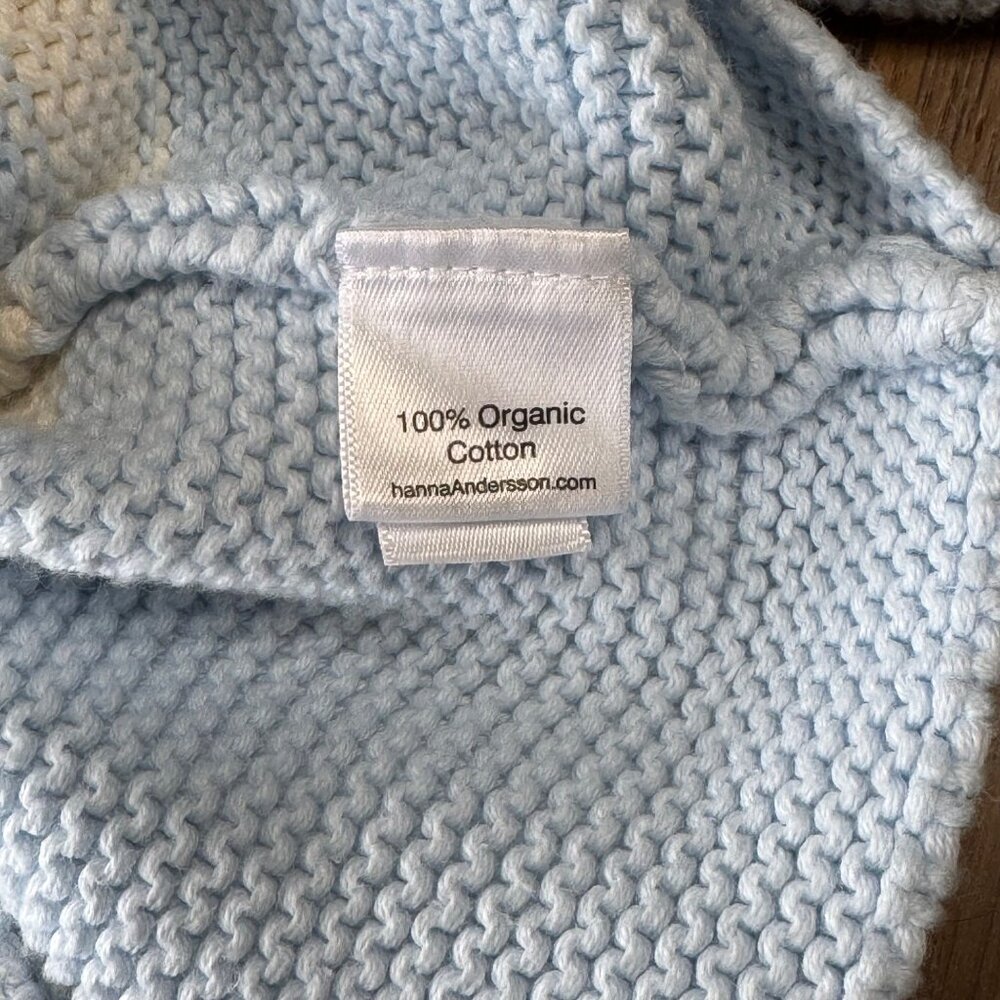 HANNA ANDERSSON Hoodie Cardigan Baby 0-3 50 Organic Cotton Blue Striped Sweater - Picture 8 of 8
